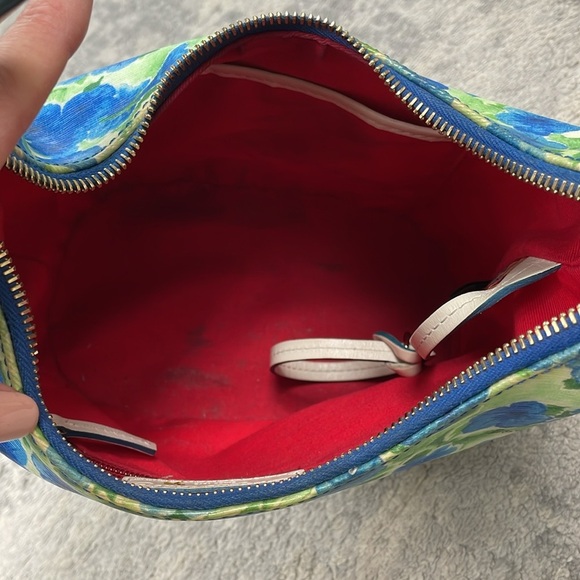 Dooney & Bourke Petunia Watercolor Floral Hobo Shoulder Bucket Bag Blue Green - Picture 14 of 17